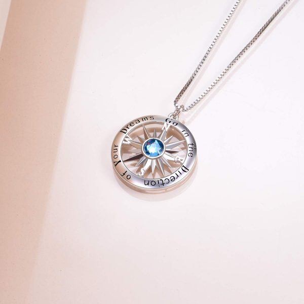 Sterling Silver Compass Necklace-3