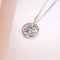 wholesale 925 Sterling Silver Blue Topaz Round Compass Pendant Necklace for Women Inspiring s-0-3