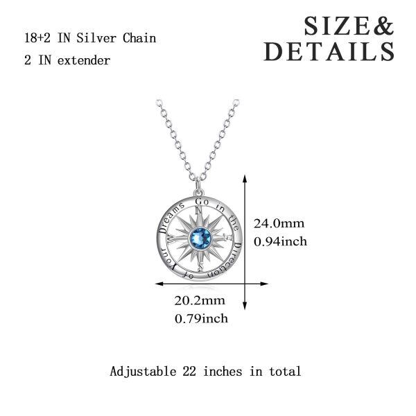 Sterling Silver Compass Necklace-4