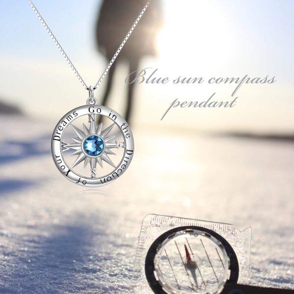 Sterling Silver Compass Necklace-5