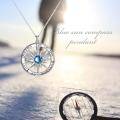 wholesale 925 Sterling Silver Blue Topaz Round Compass Pendant Necklace for Women Inspiring s-0-5