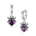 wholesale 925 Sterling Silver Spider Drop Earrings with Purple Stones - Halloween Jewelry for Women-0-0