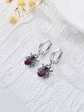 wholesale 925 Sterling Silver Spider Drop Earrings with Purple Stones - Halloween Jewelry for Women-0-1