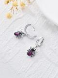 wholesale 925 Sterling Silver Spider Drop Earrings with Purple Stones - Halloween Jewelry for Women-0-3