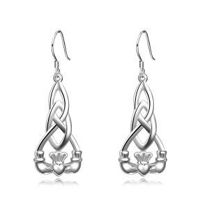 Irish Earrings Sterling Silver Celtic Knot Dangle Earrings-0