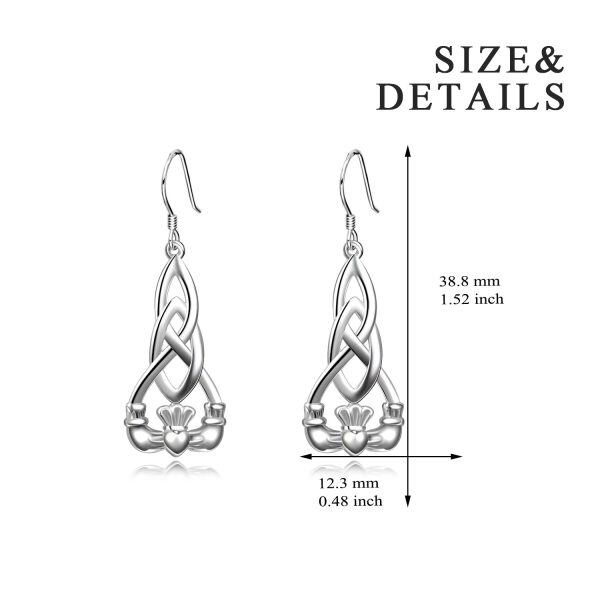 Irish Earrings Sterling Silver Celtic Knot Dangle Earrings-2