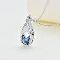 wholesale 925 Sterling Silver Teardrop Blue Crystal Cremation Keepsake Pendant Necklace for Ashes Memory -0-1