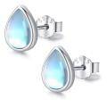 wholesale 925 Sterling Silver Rainbow Moonstone Teardrop Bridal Stud Earrings-0-5