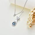 wholesale 925 Sterling Silver Teardrop Blue Crystal Cremation Keepsake Pendant Necklace for Ashes Memory -0-3