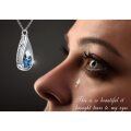 wholesale 925 Sterling Silver Teardrop Blue Crystal Cremation Keepsake Pendant Necklace for Ashes Memory -0-4