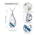 wholesale 925 Sterling Silver Teardrop Blue Crystal Cremation Keepsake Pendant Necklace for Ashes Memory -0-5