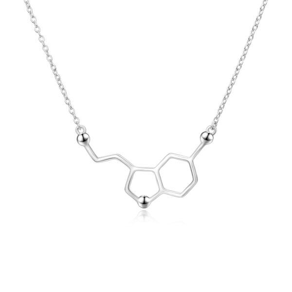 Sterling Silver Serotonin Molecule Necklace Dopamine Necklace Chemical Molecules Necklace-0