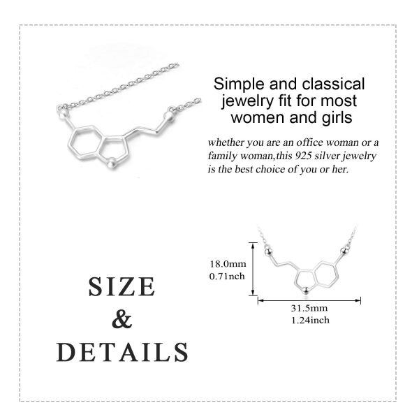 Sterling Silver Serotonin Molecule Necklace Dopamine Necklace Chemical Molecules Necklace-2