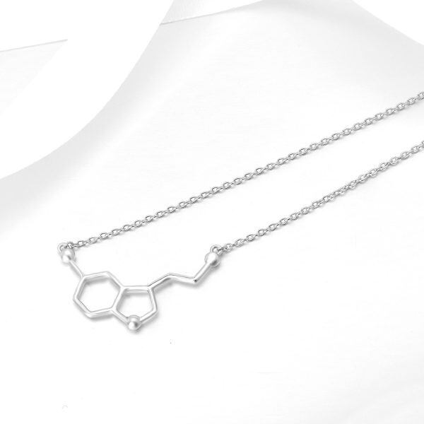 Sterling Silver Serotonin Molecule Necklace Dopamine Necklace Chemical Molecules Necklace-3