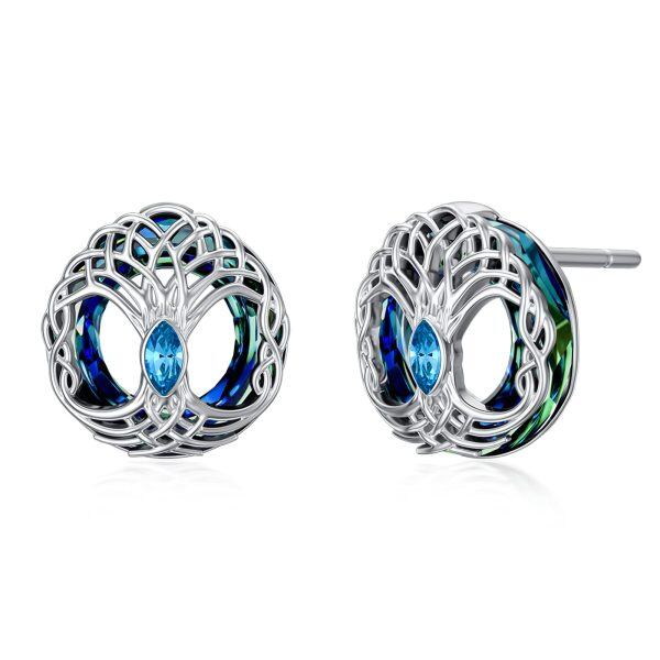 Sterling Silver Celtic Tree of Life Stud Earrings-0