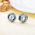 wholesale 925 Sterling Silver Celtic Knot Tree of Life Blue Crystal Stud Earrings for Women-0-1