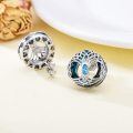 wholesale 925 Sterling Silver Celtic Knot Tree of Life Blue Crystal Stud Earrings for Women-0-2