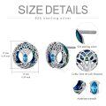 wholesale 925 Sterling Silver Celtic Knot Tree of Life Blue Crystal Stud Earrings for Women-0-3