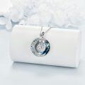wholesale 925 Sterling Silver Blue Crystal 40th Birthday Moon & Stars Pendant Necklace Gifts for Women-0-2