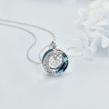 wholesale 925 Sterling Silver Blue Crystal 40th Birthday Moon & Stars Pendant Necklace Gifts for Women-0-3