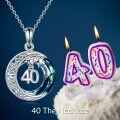 wholesale 925 Sterling Silver Blue Crystal 40th Birthday Moon & Stars Pendant Necklace Gifts for Women-0-5