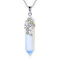wholesale 925 Sterling Silver Blue Opal Flower Pendant Necklace for Women-0-0