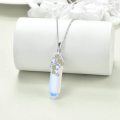 wholesale 925 Sterling Silver Blue Opal Flower Pendant Necklace for Women-0-2