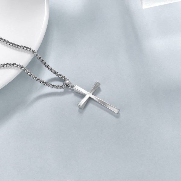 Sterling Silver Cross Pendant Necklace-4