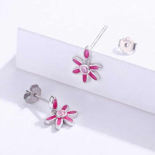 Sterling Sliver Daisy Earrings-2