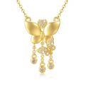 wholesale 14K Yellow Gold Moissanite Butterfly Pendant Necklace for Women - 16 & 18 Chain-0-0