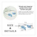 wholesale 925 Sterling Silver Blue Opal Leaf Design Open Bangle Bracelet for Women-0-2