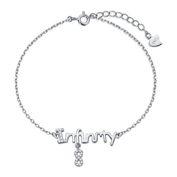 925 Sterling Silver Infinity Love Anklet Bracelet-0