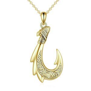 925 Sterling Silver Fish Hook Necklace-0