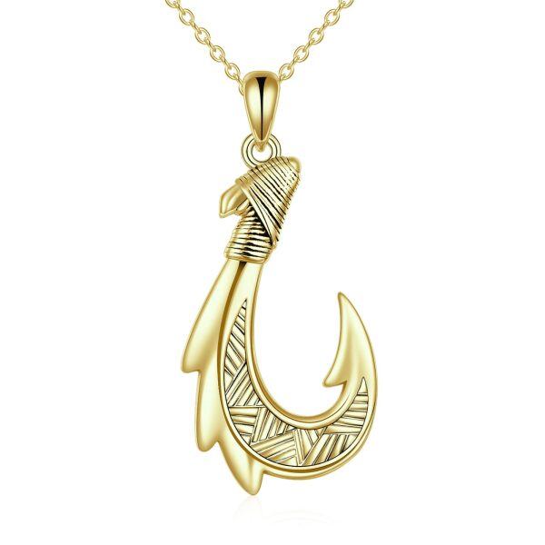 925 Sterling Silver Fish Hook Necklace-0