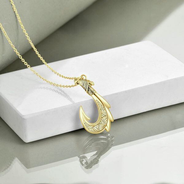 925 Sterling Silver Fish Hook Necklace-4