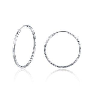 925 Sterling Silver Hoop Earrings Diamond Cut Hoop Earrings-0