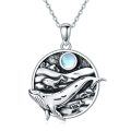 wholesale 925 Sterling Silver Whale & Moonstone Pendant Necklace for Women - Oceanic Charm Jewelry-0-0