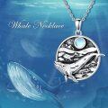 wholesale 925 Sterling Silver Whale & Moonstone Pendant Necklace for Women - Oceanic Charm Jewelry-0-5