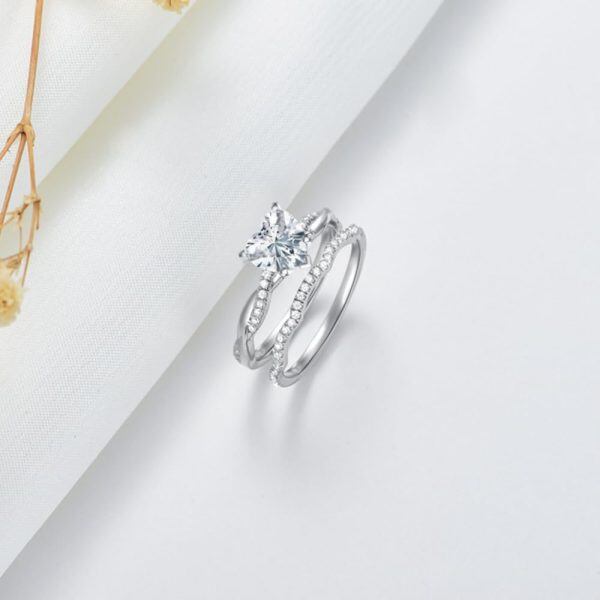 Sterling Silver Heart Bridal Rings-2