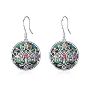 Sterling Silver Celtic Knot Dangle Drop Earrings -0