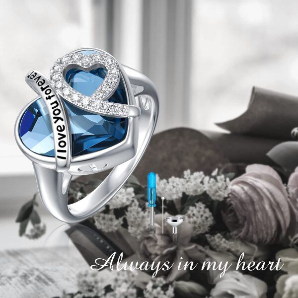 Sterling Silver Heart Urn Ring-4