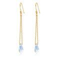 wholesale Gold Chain with Blue Opalite Faceted Stone 14K Gold Hook Earrings 4cm Long-0-0