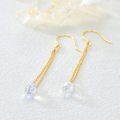wholesale Gold Chain with Blue Opalite Faceted Stone 14K Gold Hook Earrings 4cm Long-0-3