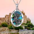 wholesale 925 Sterling Silver Abalone Shell St. Michael & Raphael Prayer Hands Protection Charm Pendant Necklace for Men and Women-0-4