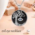 wholesale 925 Sterling Silver Black Onyx Evil Eye Tree of Life Pendant Necklace for Women-0-1