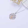 wholesale 925 Sterling Silver Pink Crystal Survivor Ribbon Tree of Life Pendant Necklace-0-2