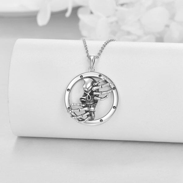 Sterling Silver Skull Necklace-1