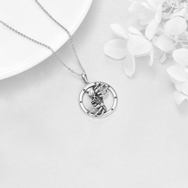 Sterling Silver Skull Necklace-2