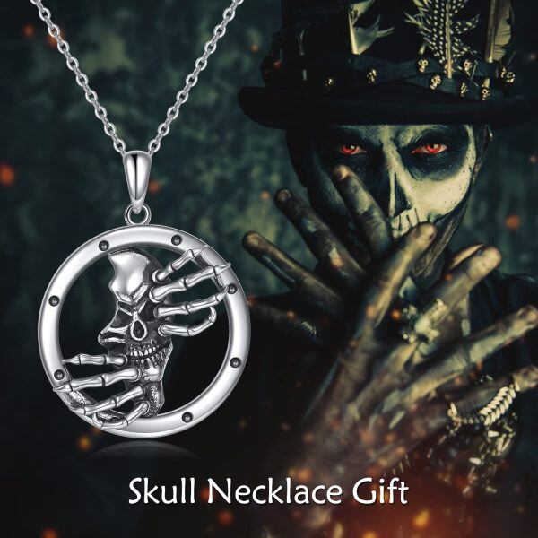 Sterling Silver Skull Necklace-4