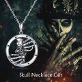 wholesale 925 Sterling Silver Gothic Skeleton Skull Pendant Necklace for Women and Men - Halloween -0-4